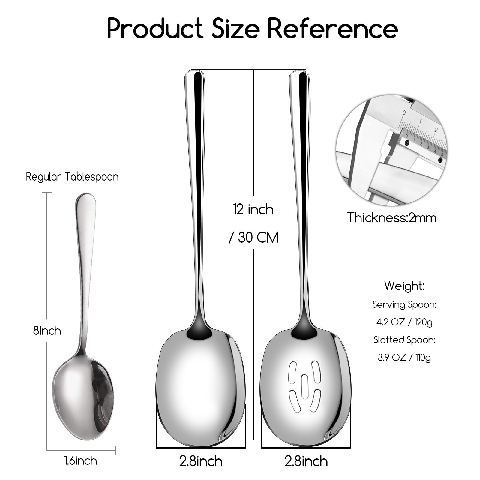 SOLEADER 12" Large Serving Spoons for Buffet, 2-Piece Stainless Steel Set