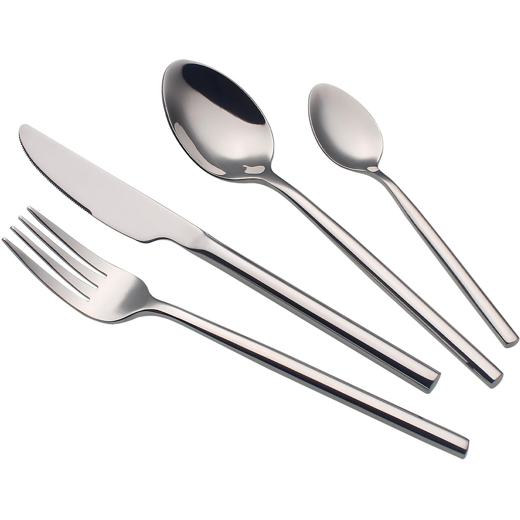 CHAAMFORGE 24 Piece Silverware Set For 6 Gold Heavy duty 18/10 Stainless Steel Flatware Set Modern Design Knife/Fork/Spoon Mirror Polished Dishwasher Safe Cutlery Set with Gifts