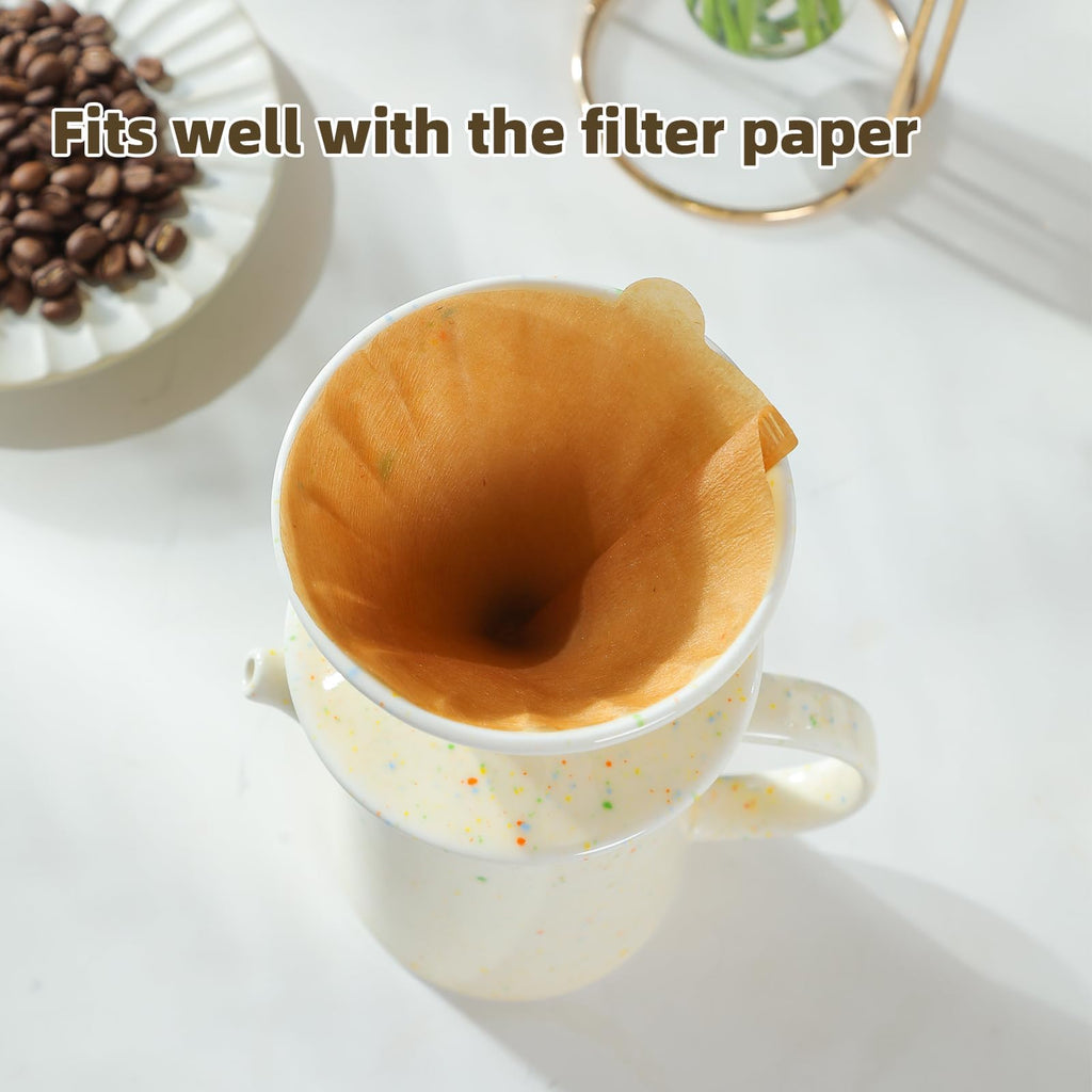 DIF DECO Pour Over Coffee Maker Set,Ceramic Pour Over Coffee Dripper Set with 20 Count Paper Coffee Filters,for Home Café Restaurant Camping,15.8 Ounces(Multi-Color Dot)