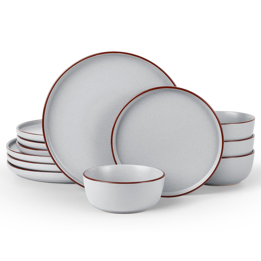 Famiware Mercury 12-Piece Stoneware Dinnerware Set, Multi-color