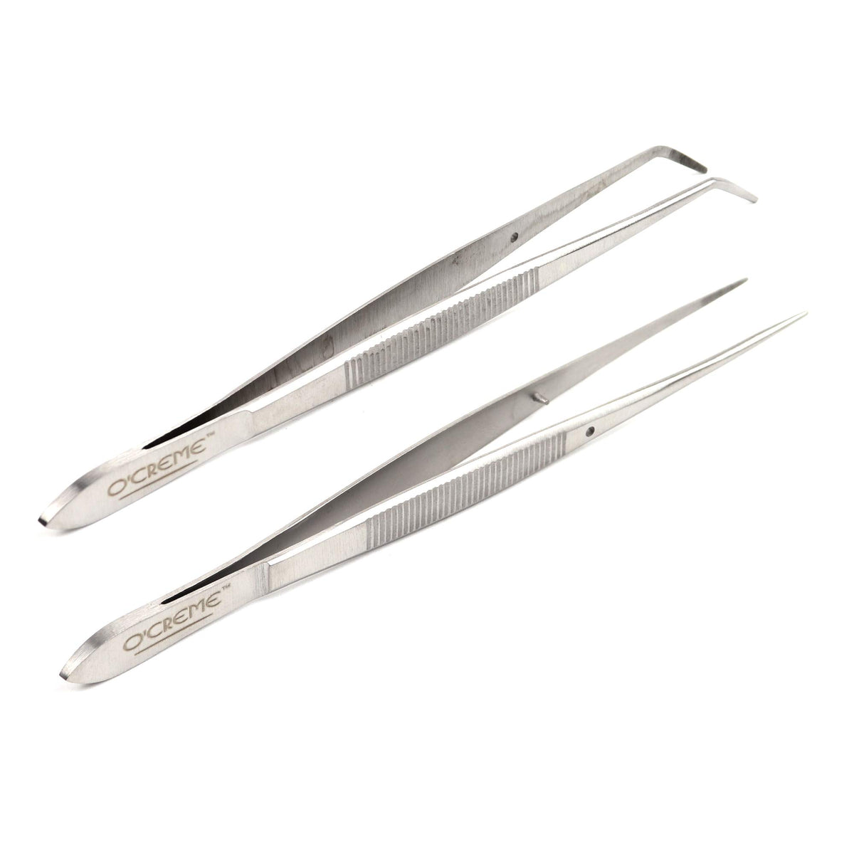 O'Creme Curved Tweezers 6.25 Inch Fine-Point Stainless Steel, Black
