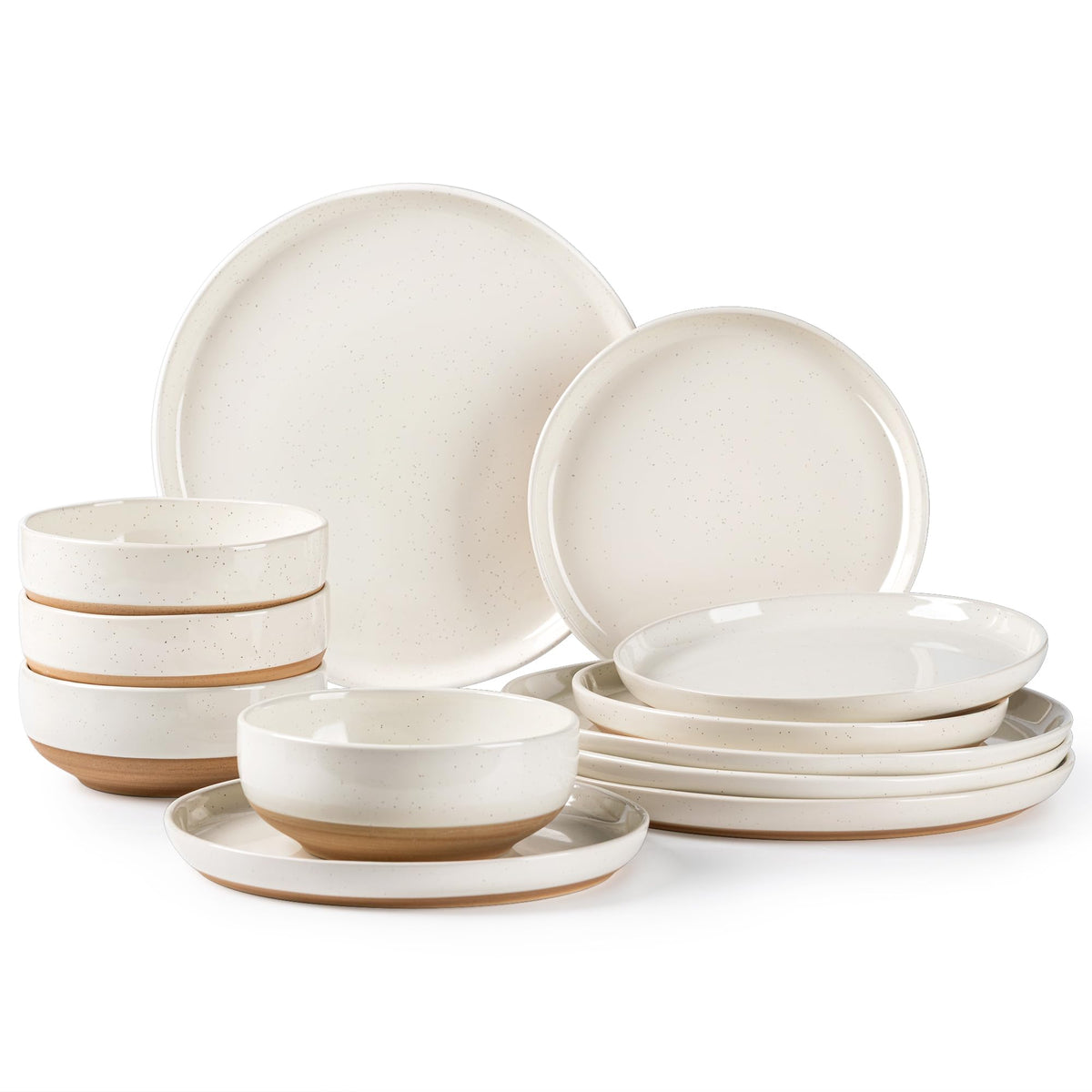 AmorArc Dinnerware Sets for 8, 24 Pieces Ceramic Plates and Bowls Set