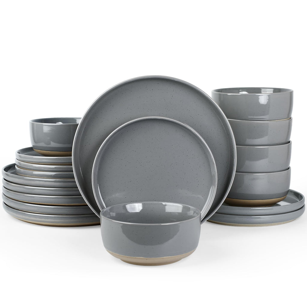 Famiware Milkyway 16-Piece Dinnerware Set with Mugs, Dark Gray