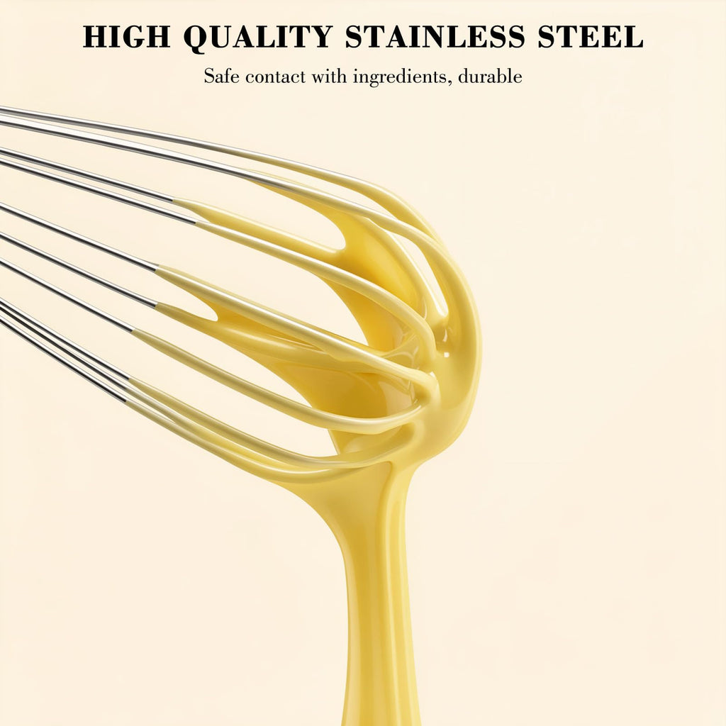 NileHome Stainless Steel Whisk Set 8" 10" 12" Kitchen Whisk Balloon Whisk Kitchen Wisk Wire Whisks for Cooking, Whisking, Blending, Beating, Stirring-3 Pack…