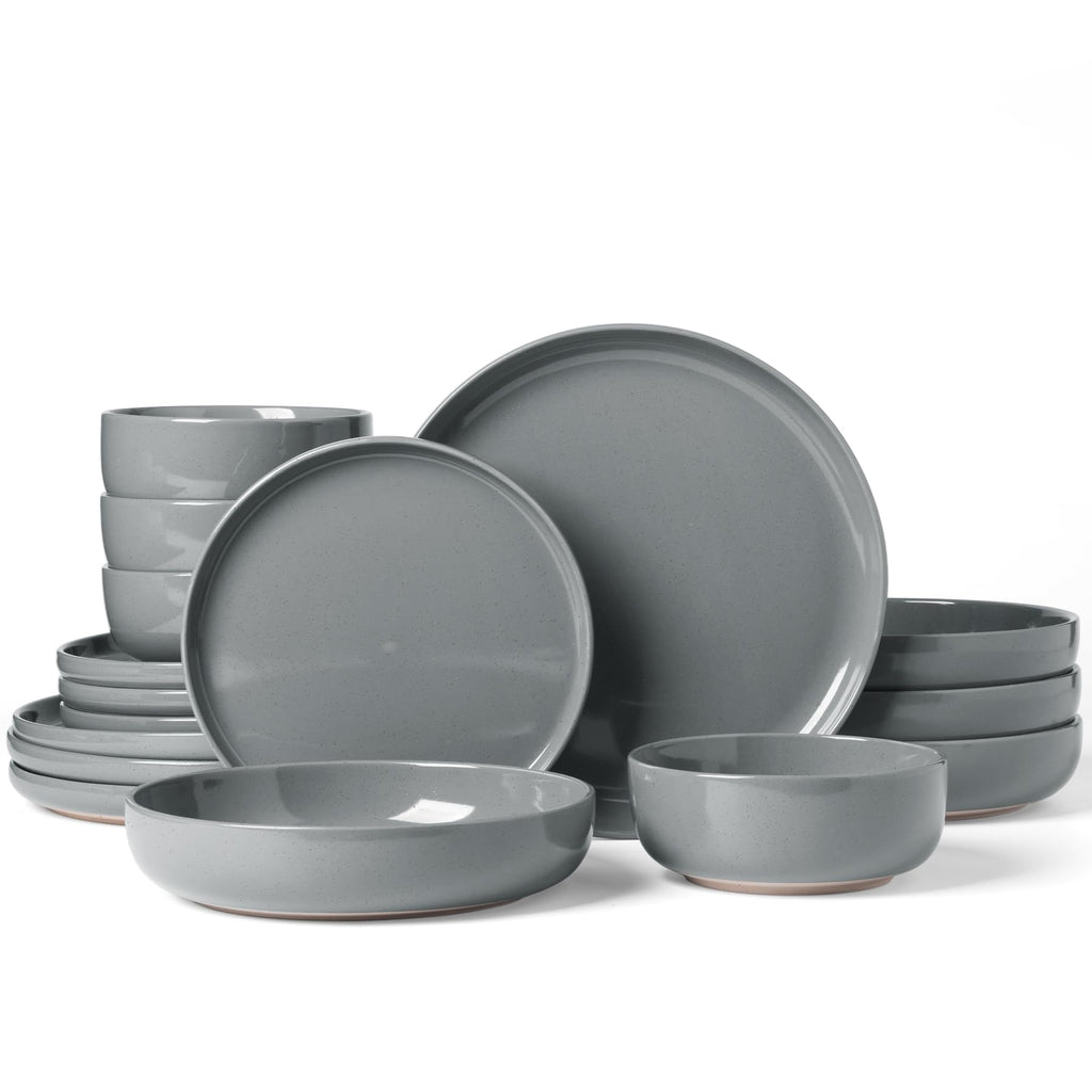 Famiware Milkyway 16-Piece Dinnerware Set with Mugs, Dark Gray
