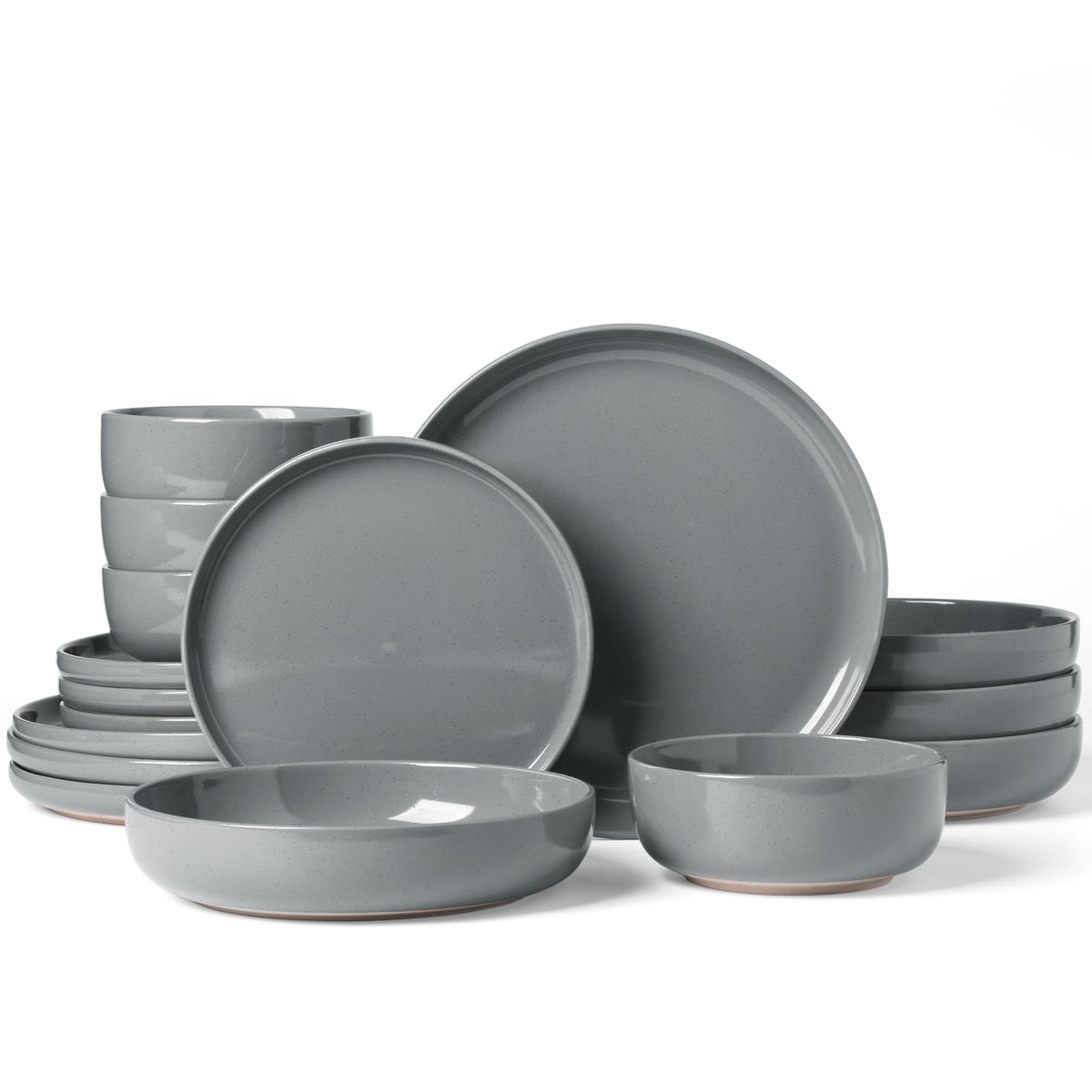 Famiware Milkyway 16-Piece Dinnerware Set with Mugs, Dark Gray