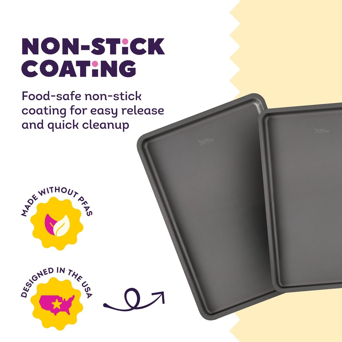Wilton Silver Non-Stick Baking Sheet Set, Made Without PFAS, 2-Piece