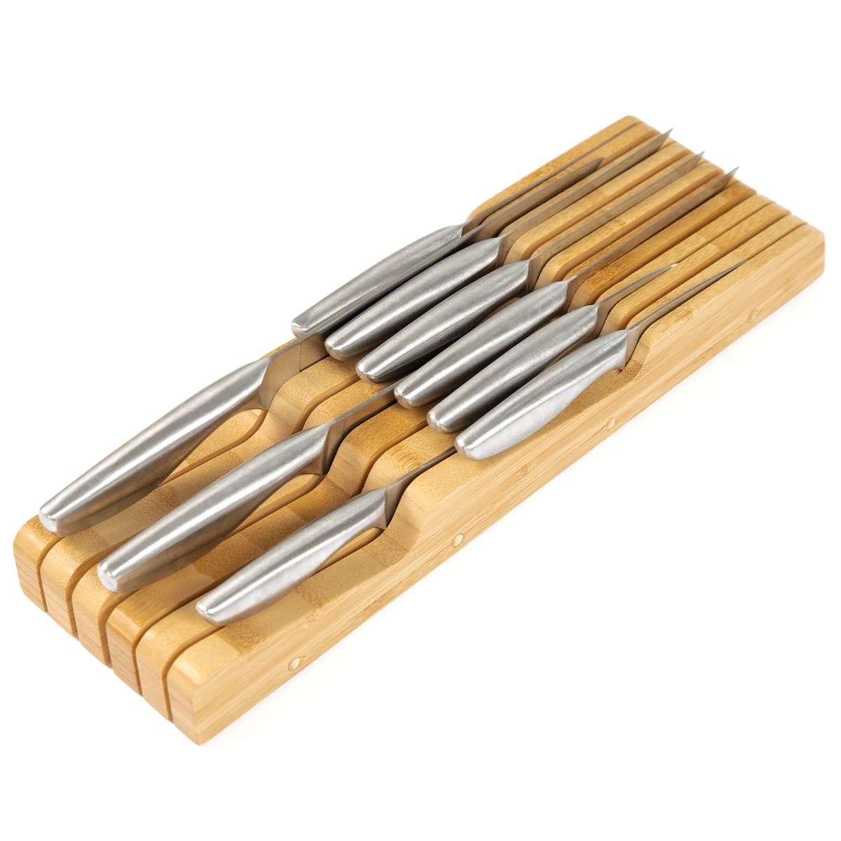 KitchenEdge In-Drawer Knife Block Holder, 11 Slots, Bamboo