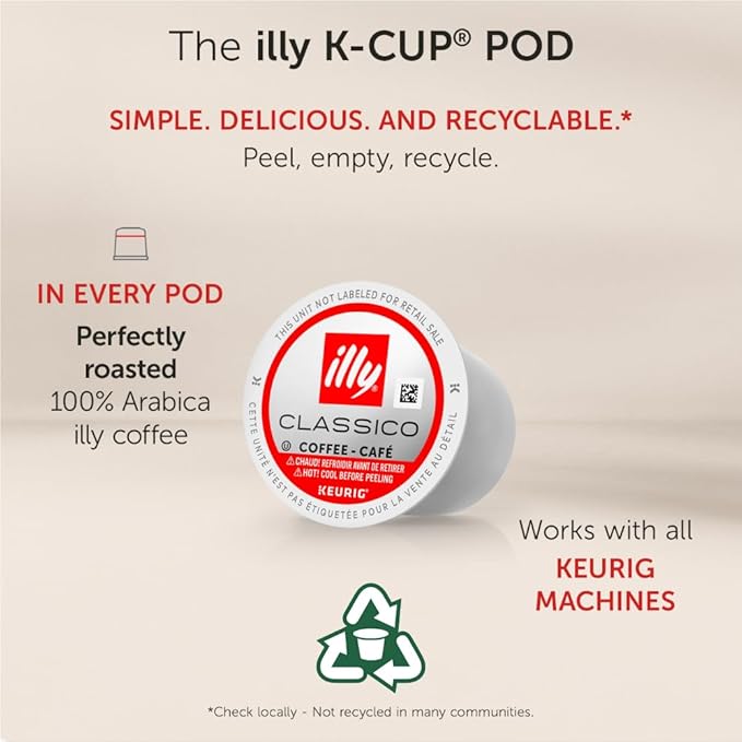 Illy Coffee K Cups - Pods For Keurig Machines – Classico Roast - Caramel, Orange Blossom & Jasmine - Mild, Flavorful & Balanced Flavor - No Preservatives – 32 Count, 4 Pack