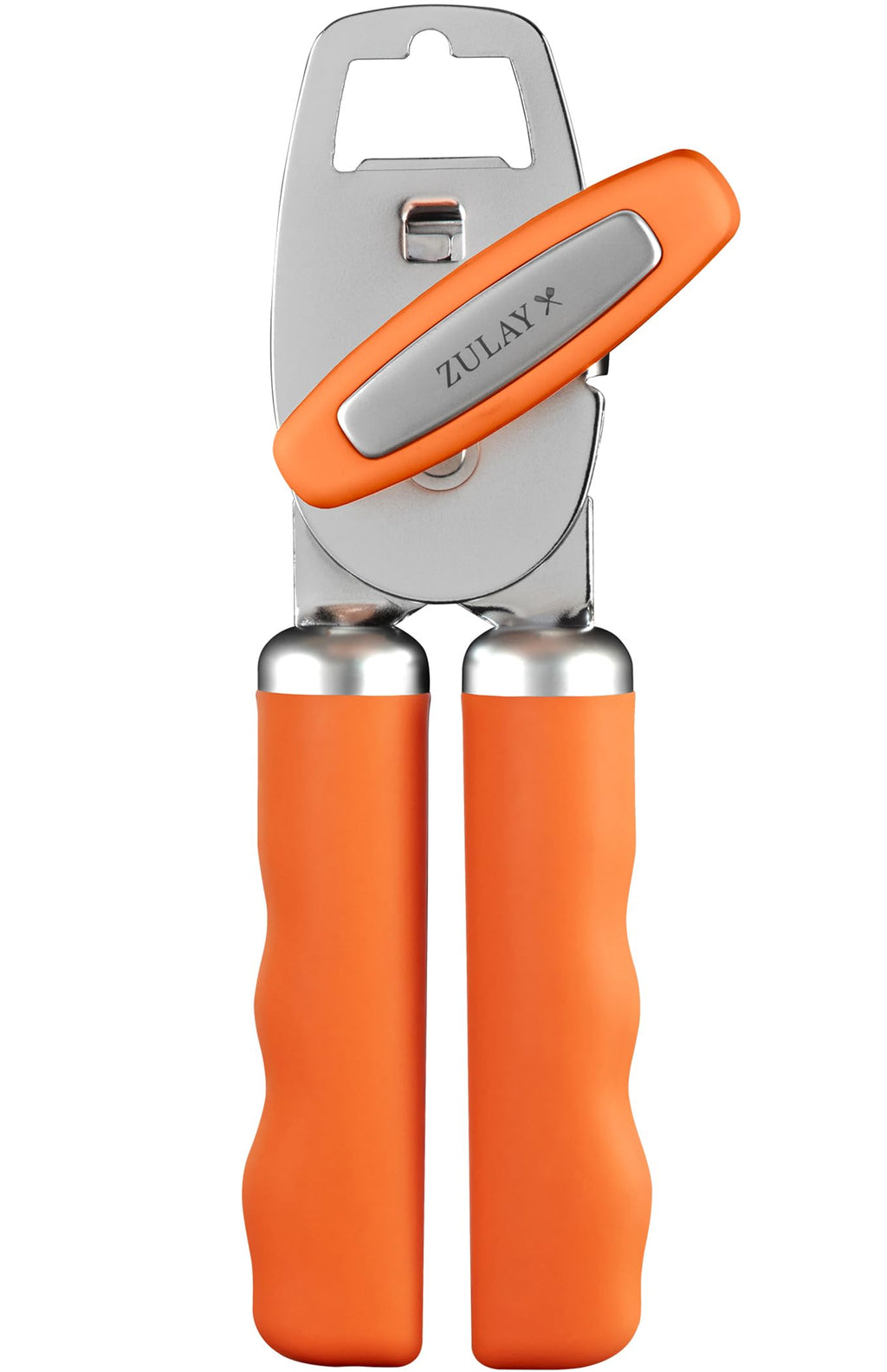 Zulay Kitchen Manual Can Opener Heavy Duty Patented Stainless Steel, Orange