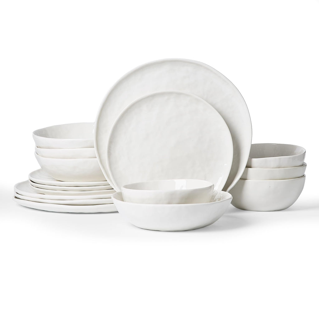 Famiware Mars Stoneware Dinnerware Set for 8, White