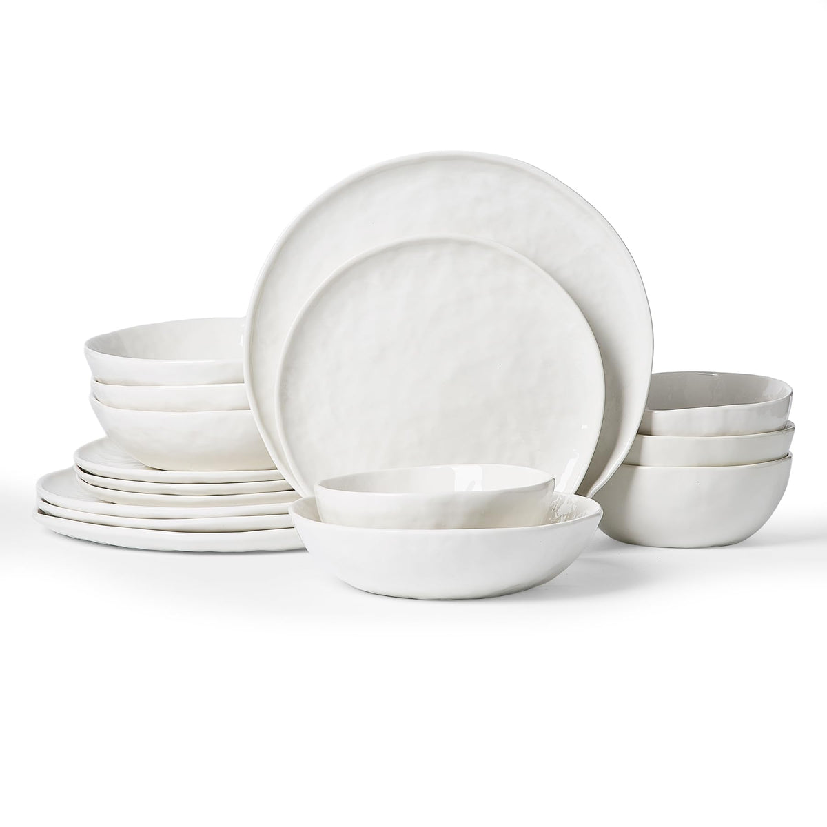 Famiware Mars Stoneware Dinnerware Set for 8, White