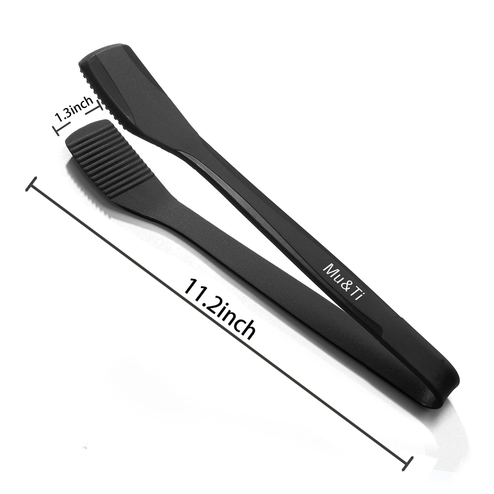 Mu&Ti Silicone Kitchen Tongs 11 Inch Spatula Silicone Toast Tongs Salad Tongs for Cooking Salad BBQ Serving Toast Grilling Locking Frying Baking Steak(Black)