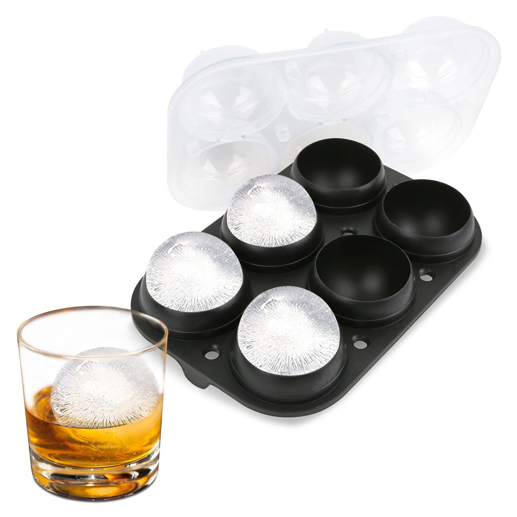 Samuelworld Large Ice Ball Maker with Lid, 12 x 2.5 Inch Ice Balls - Food Grade, Easy To Fill Round Silicone Ice Tray, Perfect Spheres Craft Ice Maker for Whiskey, Cocktails, Gifting - Grey