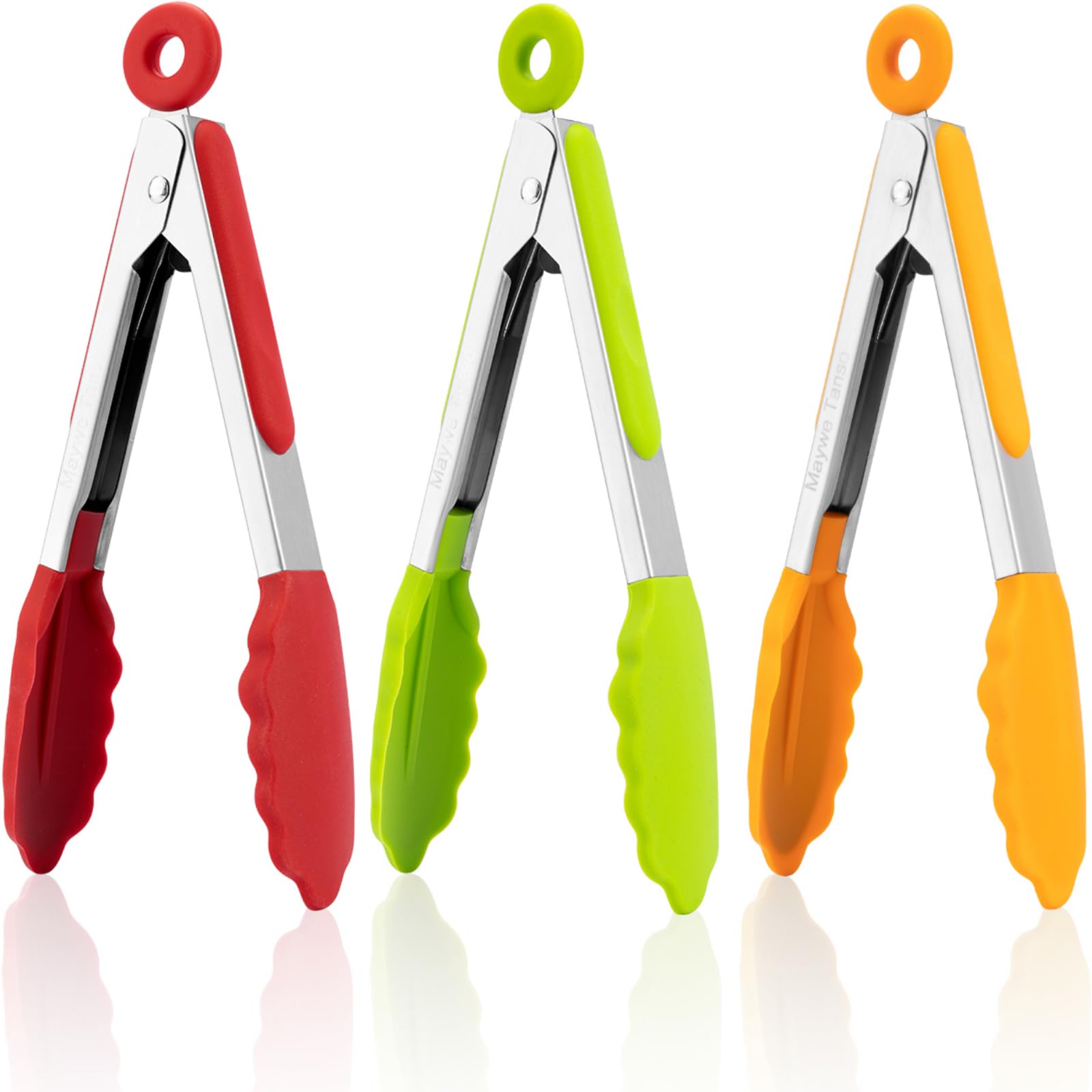 Small Silicone Tongs for Cooking, 3 PCS 7-Inch Mini Serving Tong