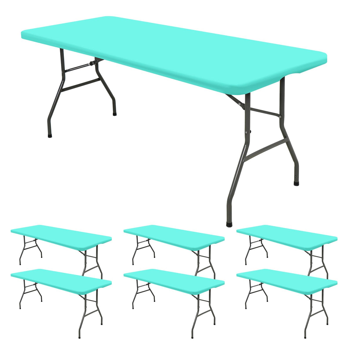 REWOMC 6 Pack Stretch Table Top Cap Cover, Sage Green, 30" x 96"