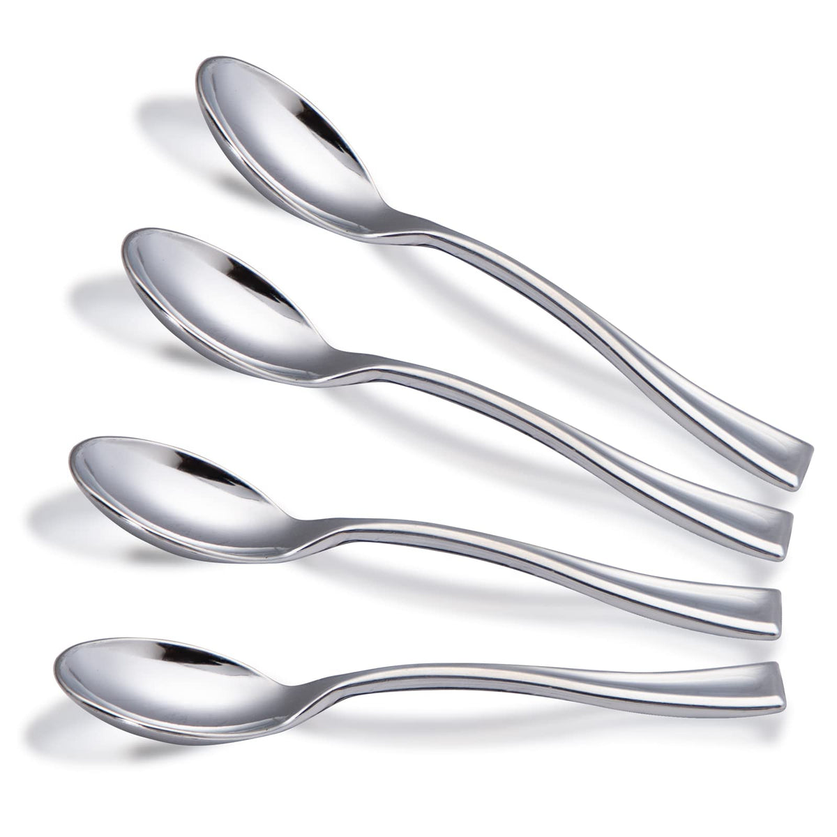 WDF 300PCS Plastic Gold Mini Spoons - 4 Inches Gold Plastic Desserts Spoons, Heavy Duty Disposable Spoons Perfect for Coffee, Cake, Appetizers,Ice Cream,Wedding, Birthday, Party