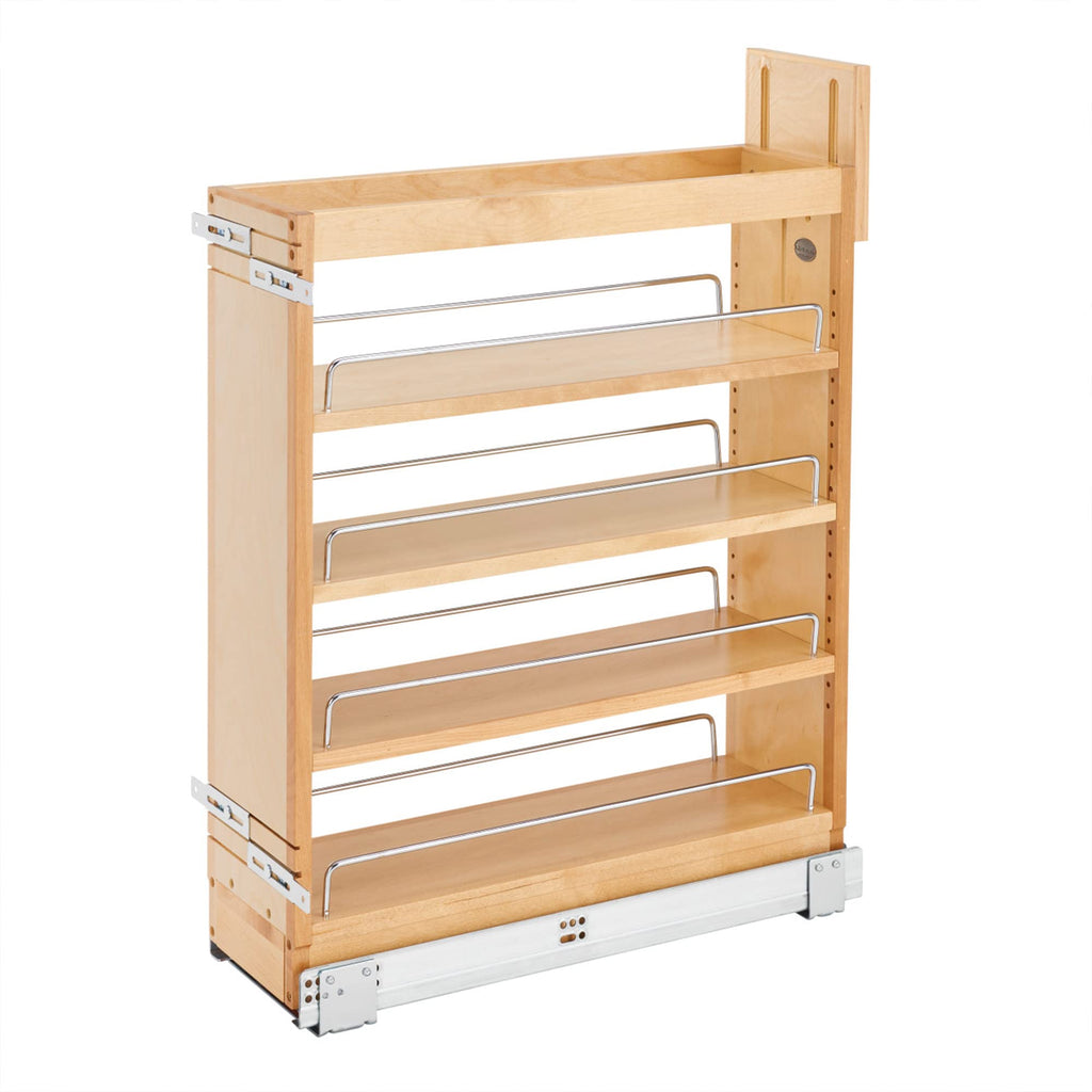 Rev-A-Shelf Maple Pullout Organizer w/Blum Soft-Close for Frameless Full-Height Base Cabinets, Full Extension Slides & Adjustable Shelves, Min Opening Width of 7.5", 448-BCSC-6C