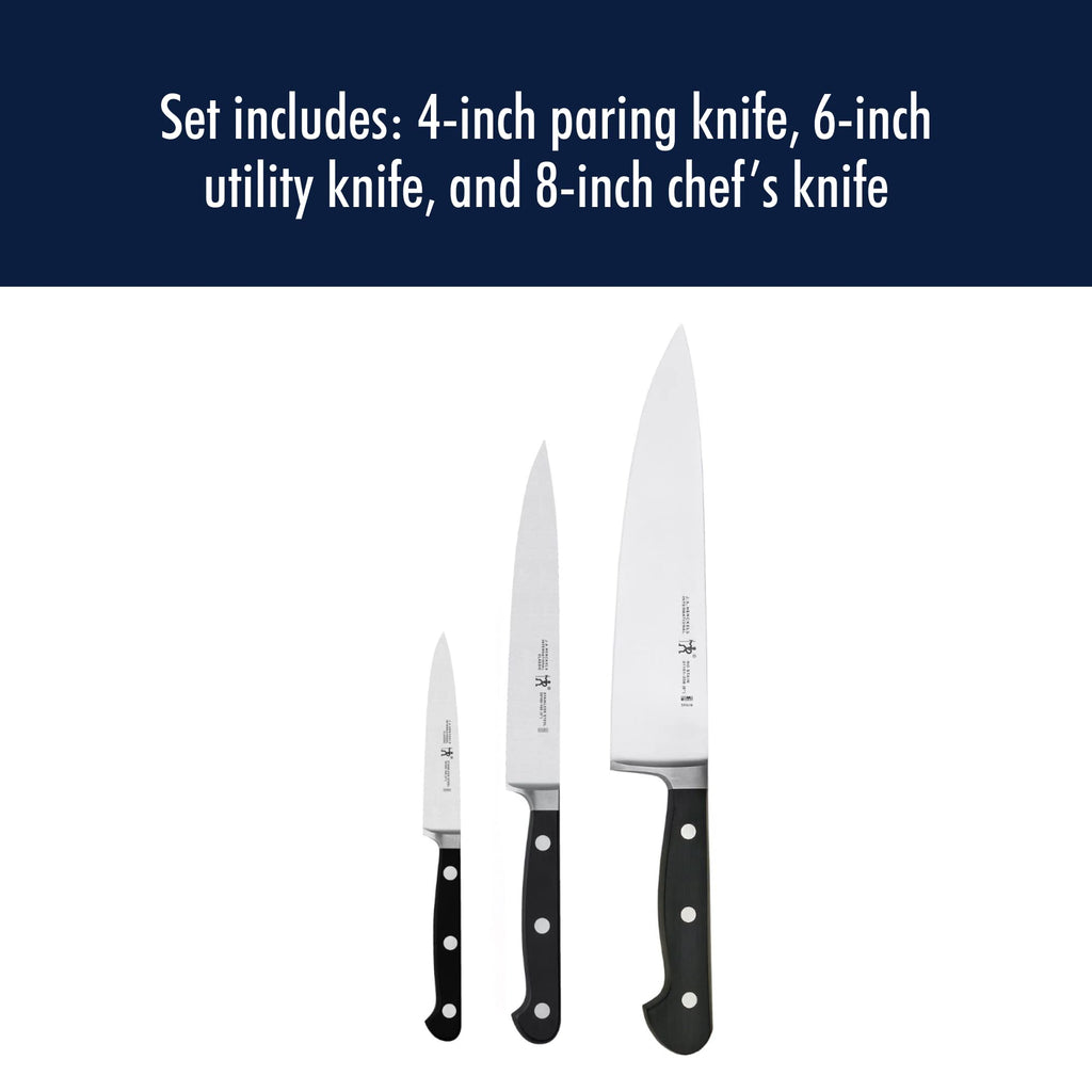 HENCKELS Classic 3-Pc Starter Chef Knife Set, Razor-Sharp German Engineered