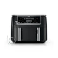 Ninja DZ550 Foodi 10 Quart 6-in-1 DualZone Smart XL Air Fryer with 2 Independent Baskets, Cook Thermometer for Perfect Doneness, Match and Finish to Roast, Dehydrate and More, Black