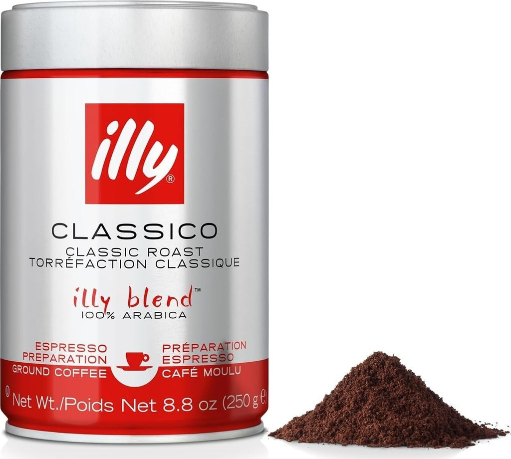 illy Intenso Ground Espresso Coffee, Intense, Robust and Full Flavored With Notes of Deep Cocoa, 100% Arabica Coffee, No Preservatives