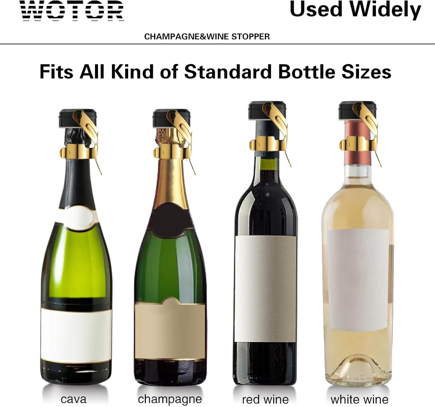 WOTOR Champagne & Wine Bottle Stoppers, 12 Pack, Gold