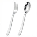 KIRE 400PCS Silver Plastic Forks and Spoons Disposable-Heavy Duty Plastic Silverware Set Silver Spoons and Forks-200 Forks and Spoon for Parties/Birthday/Wedding/Father's Day
