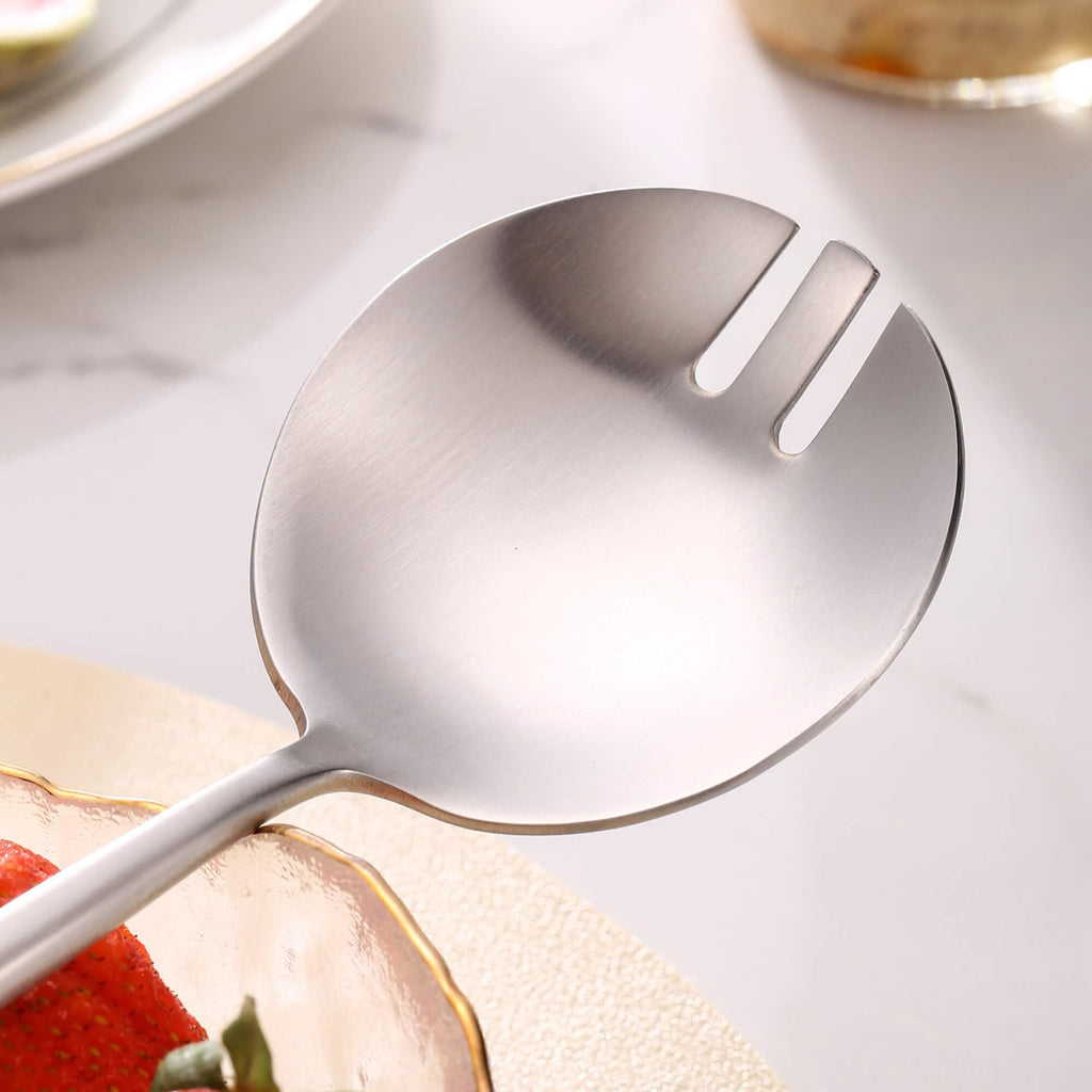 Lemeya Salad Serving Utensils,Serving Spoons Stainless Steel,2Pcs Long Handle Salad Servers 11.42 Inch,Salad Utensils for Serving,Matte Finish,Dishwasher Safe