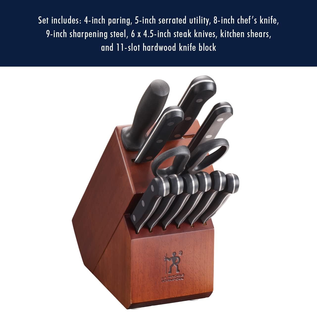 Henckels Solution 12-Pc Knife Set, Razor-Sharp, German Engineered, Brown