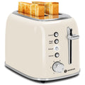 Aigostar Retro 2 Slice Toaster, Stainless Steel, White