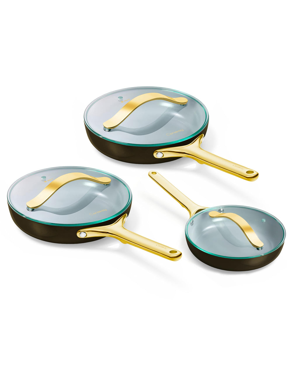 Caraway Ceramic Non-Stick Fry Pan Set with Glass Lids