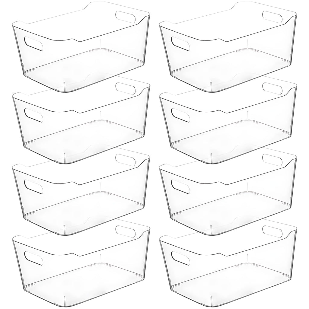 Clear Plastic Storage Bins for Kitchen Organization or Pantry Organizers and Storage, Freezer Fridge Organizer Containers Bin for Organizing Refrigerator Closet Cabinet Organizers