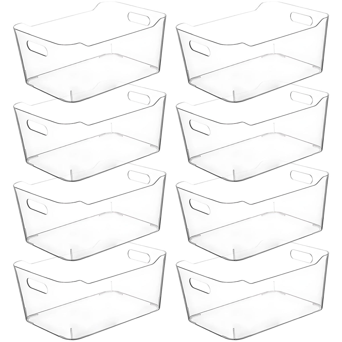 Clear Plastic Storage Bins for Kitchen Organization or Pantry Organizers and Storage, Freezer Fridge Organizer Containers Bin for Organizing Refrigerator Closet Cabinet Organizers