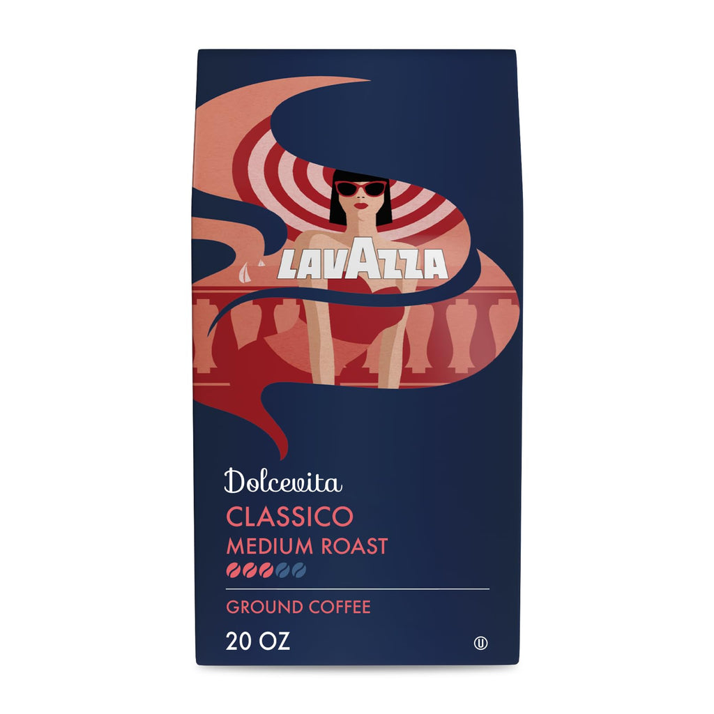 Lavazza Dolcevita Classico Ground Coffee 6 Bags of 20oz, Medium Roast, Rich and Full-bodied, Intensity 3/5, Arabica and Robusta, Ideal for Drip Brewers, (Pack of 6) - Package May Vary