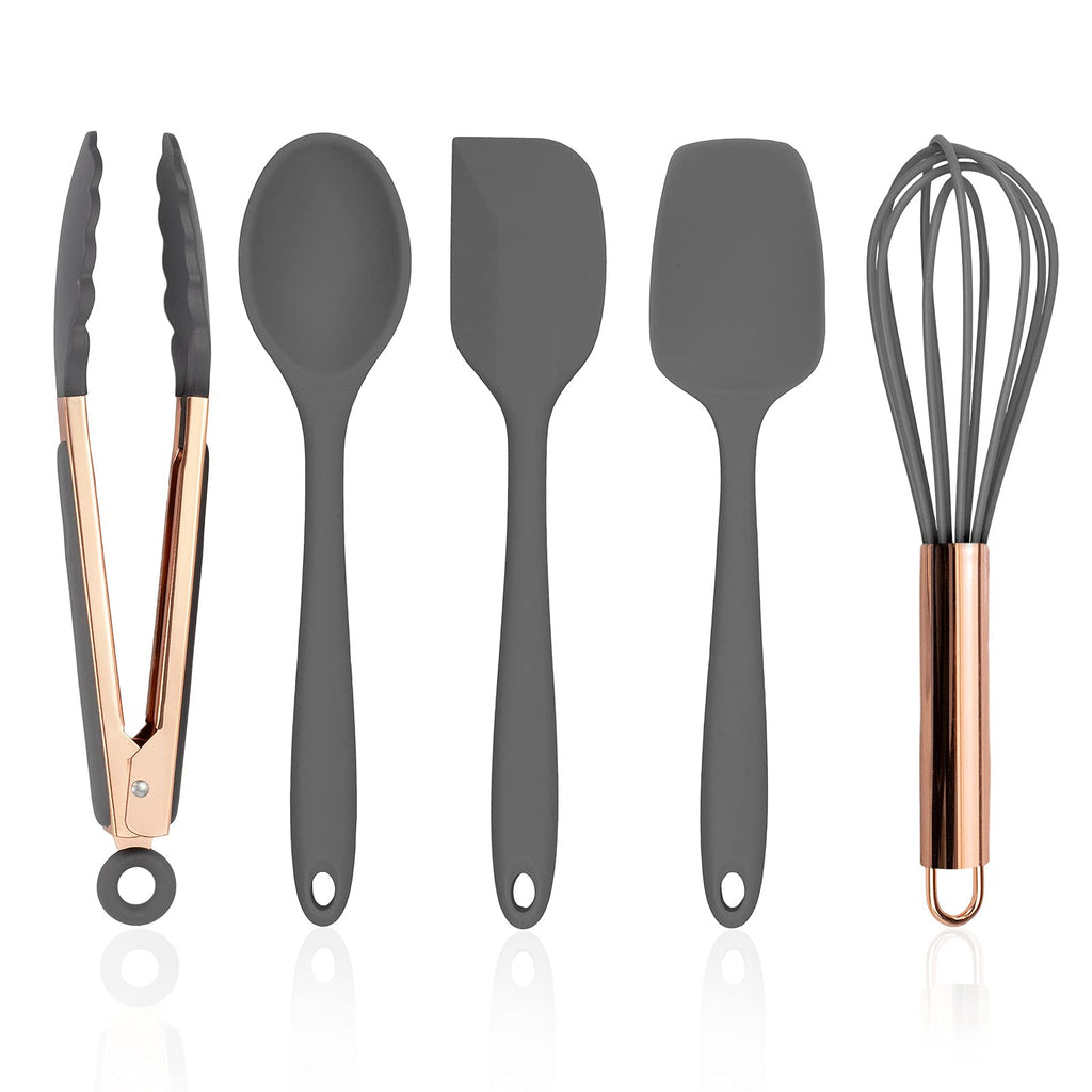 COOK WITH COLOR Silicone Cooking Utensils, Kitchen Utensil Set, Easy to Clean Silicone Kitchen Utensils, Cooking Utensils for Nonstick Cookware, Kitchen Gadgets Set, Standard, White