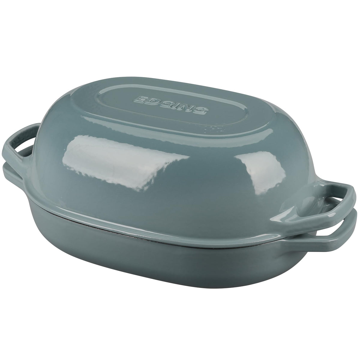 EDGING CASTING Enameled Cast Iron Oval Dutch Oven Pot with Lid, Dutch Oven for Sourdough Bread Baking, Bread Oven, Bread Dutch Oven, Oval Bread Pan, 5qt, Lake Blue