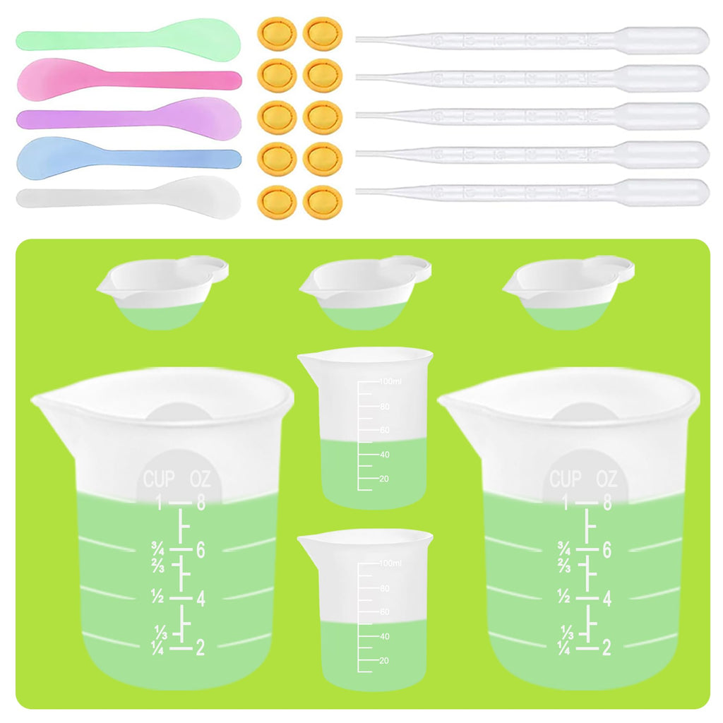 Silicone Measuring Cups for Resin Supplies,Resin Kit for 250ml &100ml Non-Stick Mixing Cups,Silicone Cups for Resin Molds,Epoxy Resin Cups,Cooking,Casting Molds,Jewelry Makin,DIY Crafts