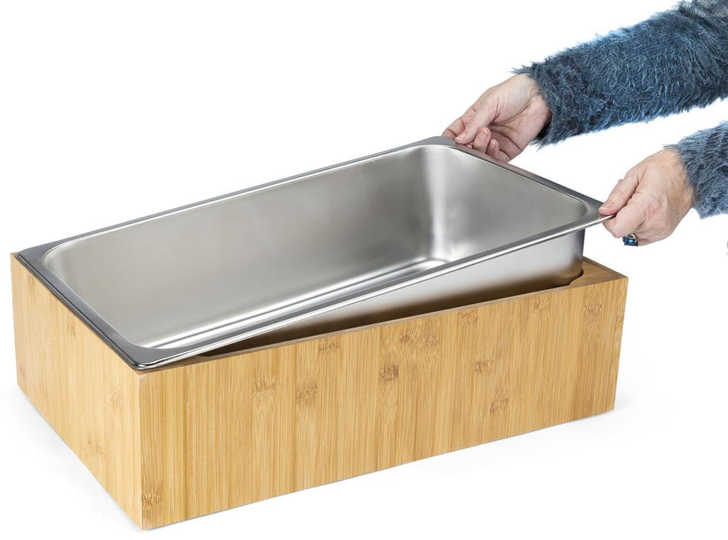 Displays2go 21" x 6.5" Ice Housing Tray, Bamboo
