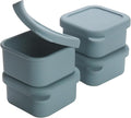 BECOKIT 1/2 Cup Silicone Freezer Tray With Lid - Silicone Freezer Molds 4-Pack For meal prep & freezing of various sauces and other dishes, makes 4 perfect 1/2 cup portions cubes (Blue 4 Pack)