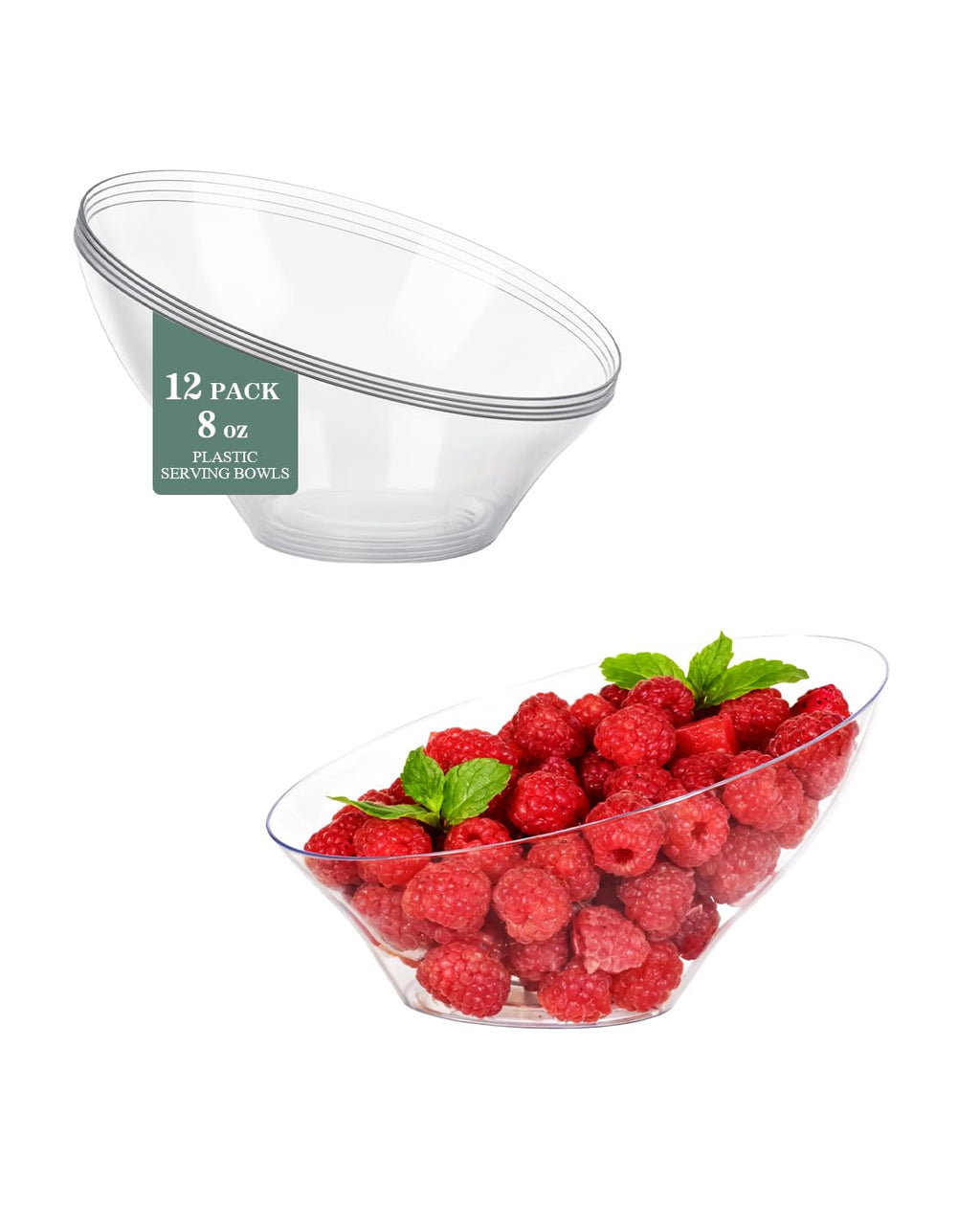 BESTVIP 20 Oz Black Plastic Angled Serving Bowls, 12 Pack