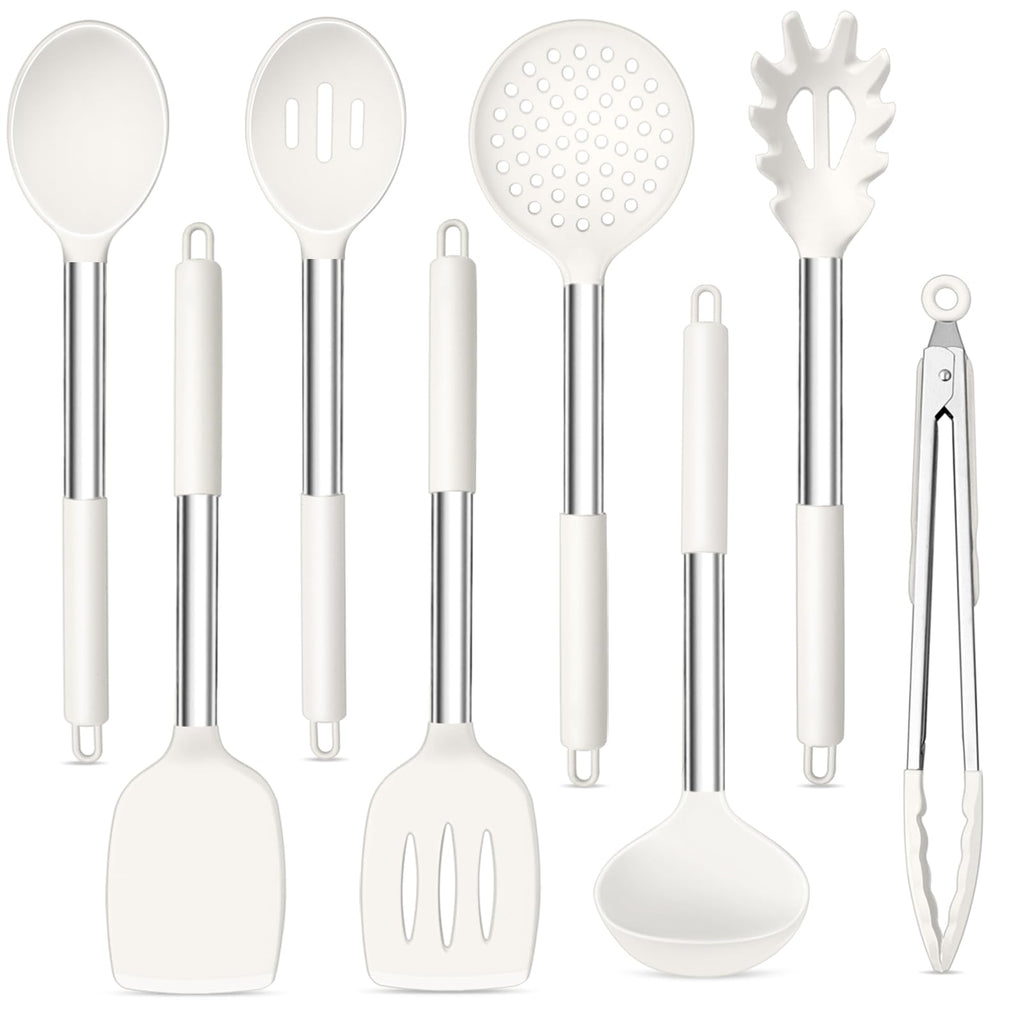 TeamFar Kitchen Utensils, 8PCS Cooking Silicone Utensils Kitchen Tool Kit