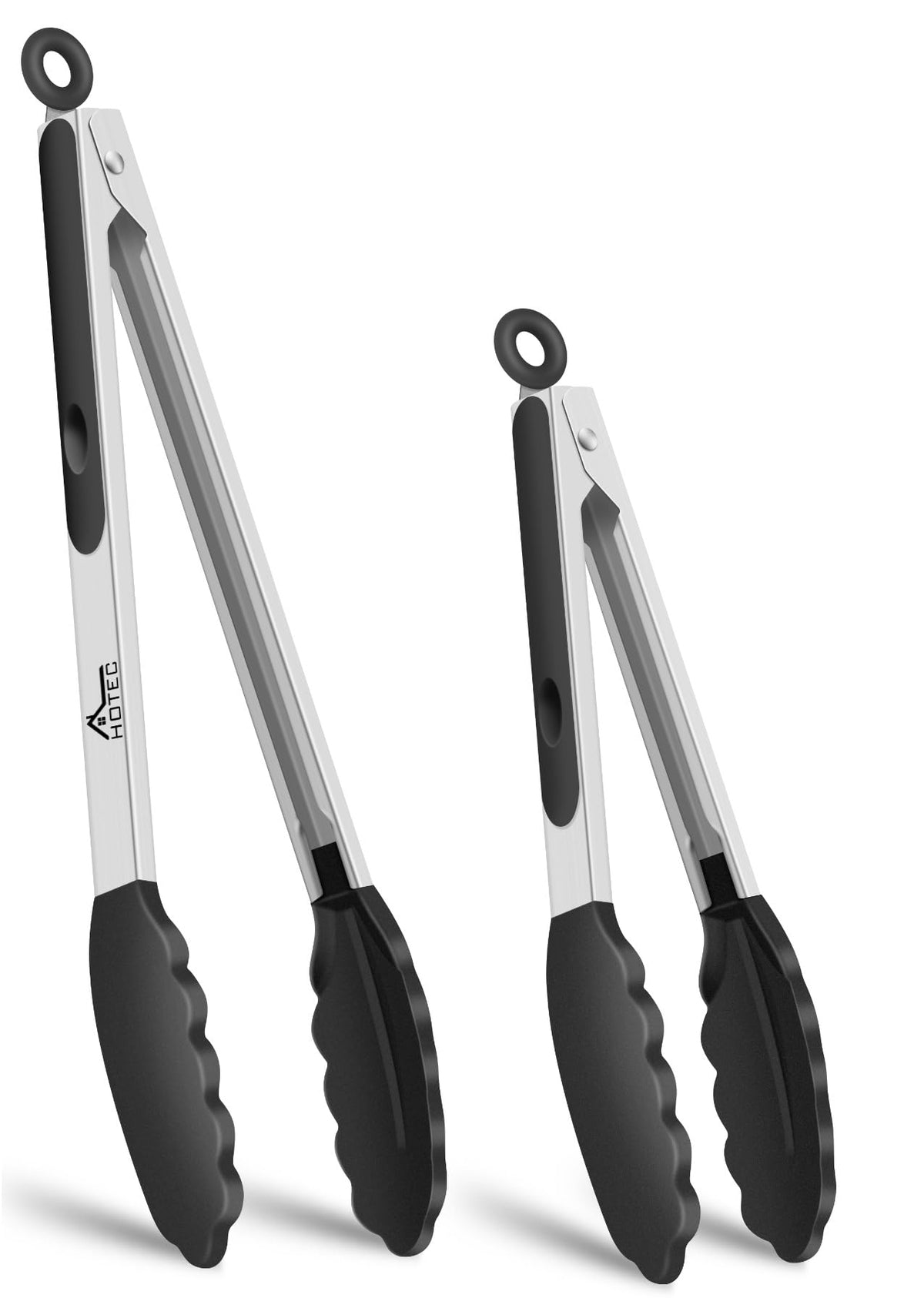 HOTEC Stainless Steel Kitchen Tongs with Silicone Tips, Set of 3-7",9" &12"