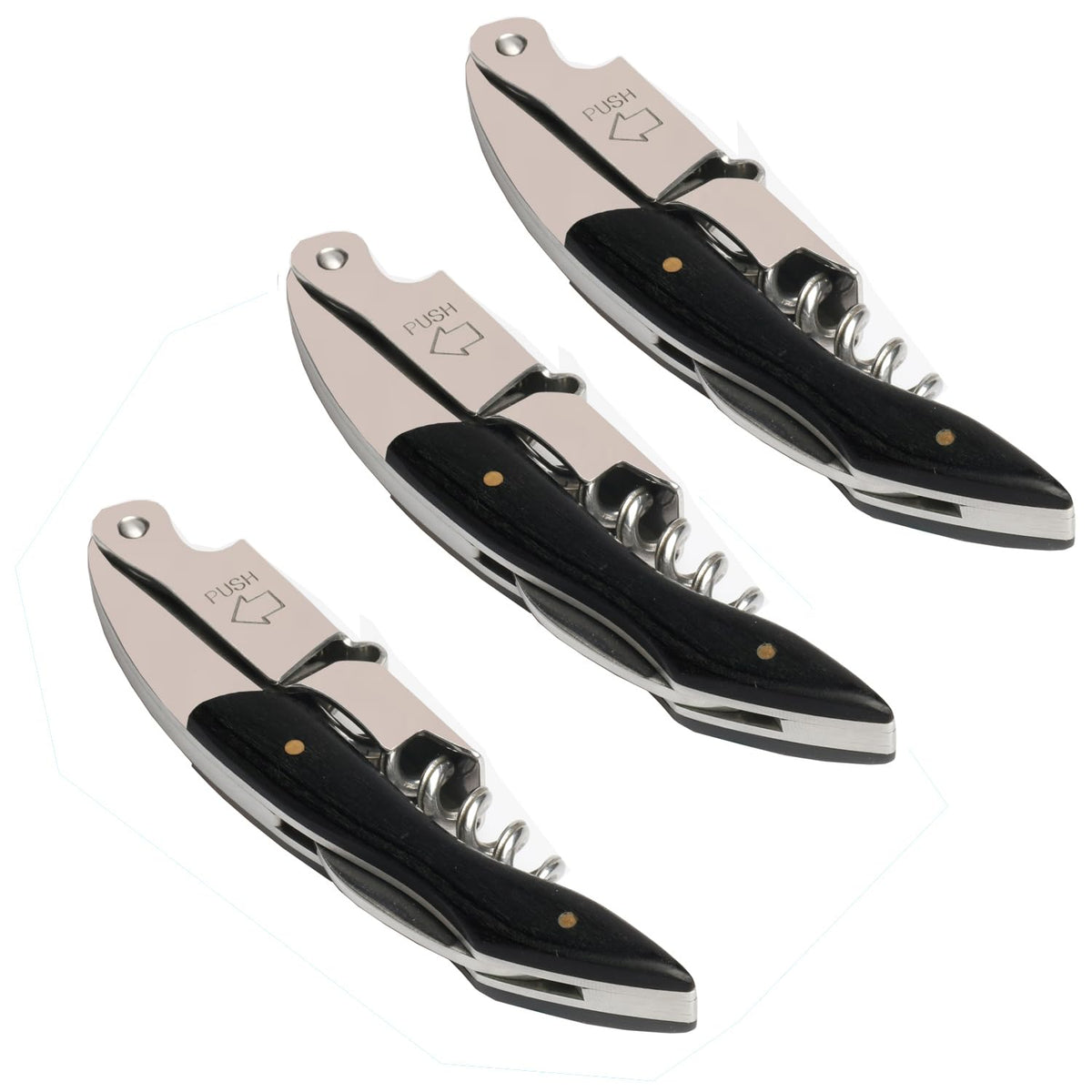 Professional Waiter Corkscrew Wine Key for Bartenders Set of 3,With Long Rosewood Handle Stainless Steel Handle Wine Opener for Bar Restaurant Waiters, Sommelier, Bartend (Big Wood 3 Packs)