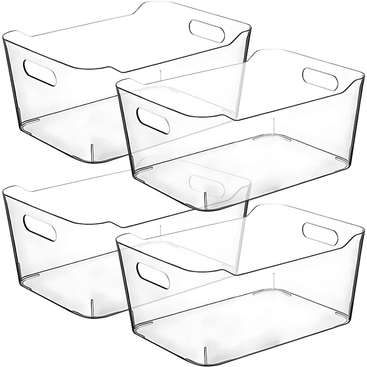Clear Plastic Storage Bins for Kitchen Organization or Pantry Organizers and Storage, Freezer Fridge Organizer Containers Bin for Organizing Refrigerator Closet Cabinet Organizers