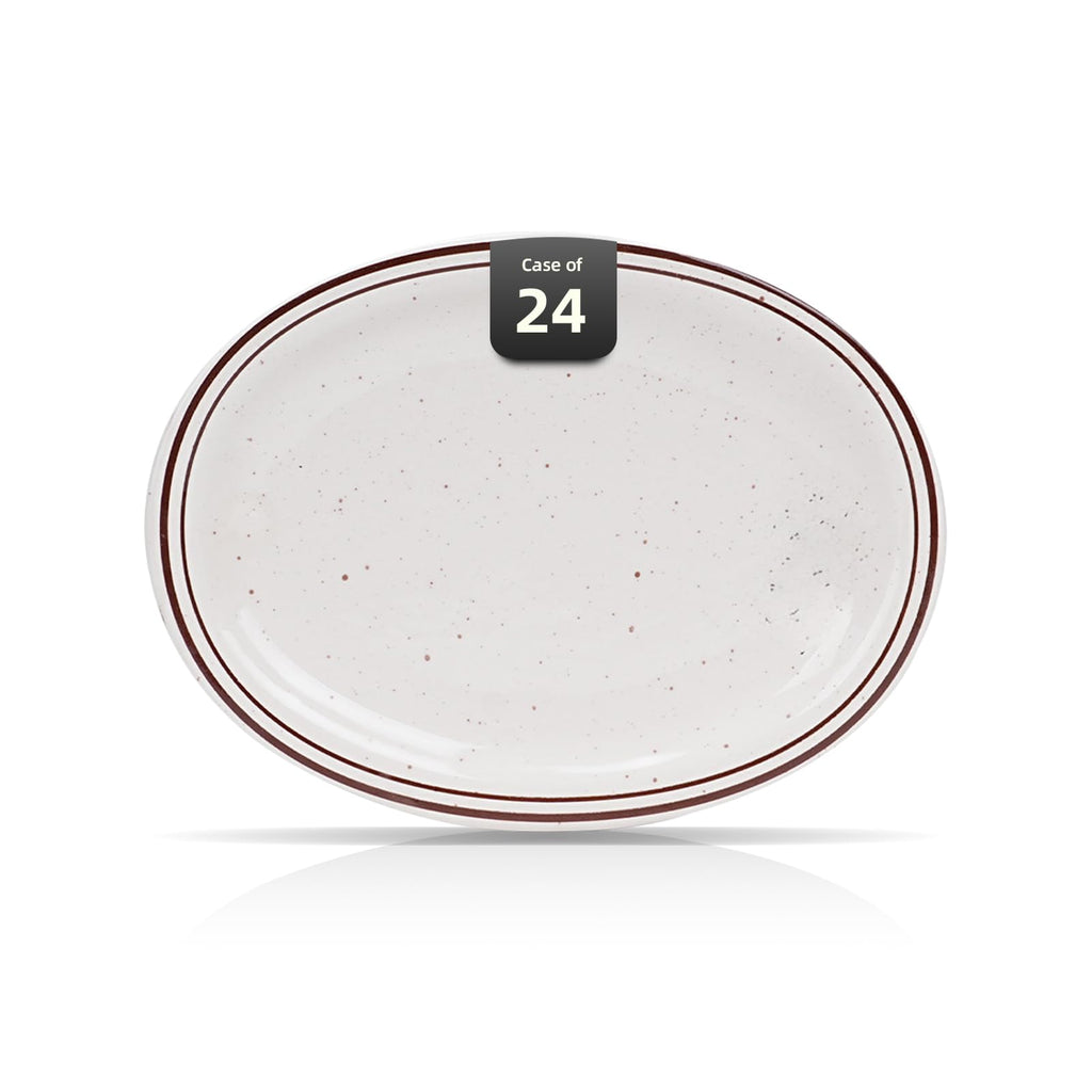 IRESTAURANT PLUS Stoneware Narrow Rim Brown Speckle, Plate 6.5", Case of 36