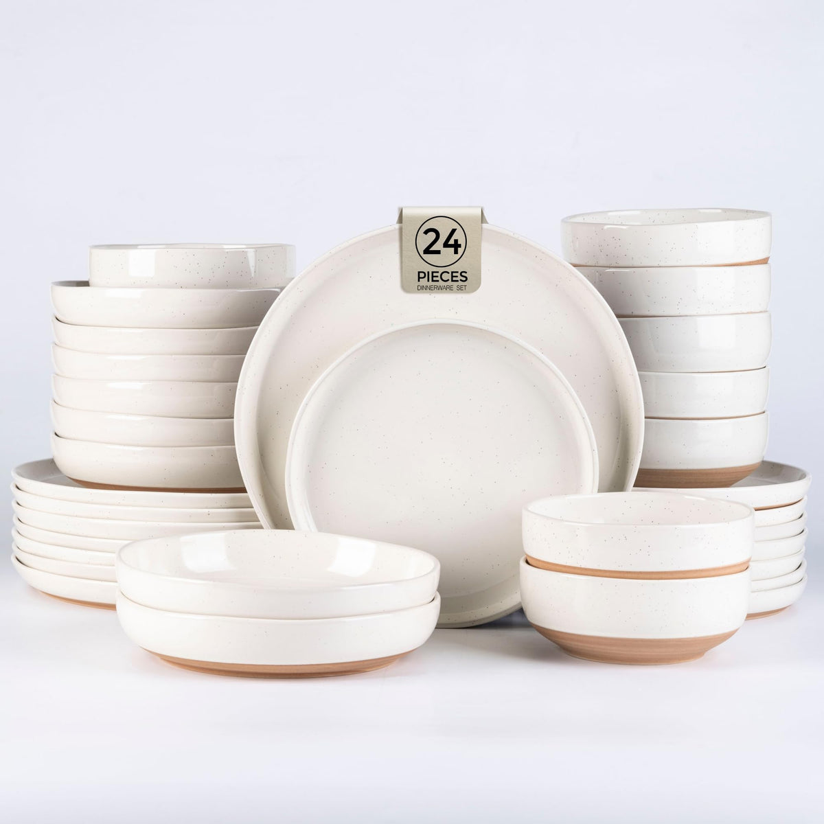 AmorArc Dinnerware Sets for 8, 24 Pieces Ceramic Plates and Bowls Set