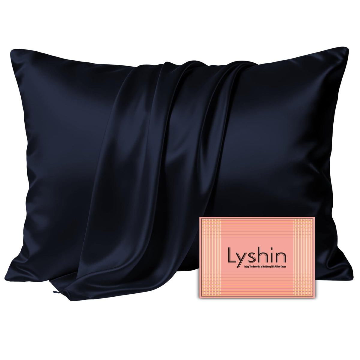 LYSHIN Silk Pillow Cases 2 Pack King Size with Zipper, Champagne