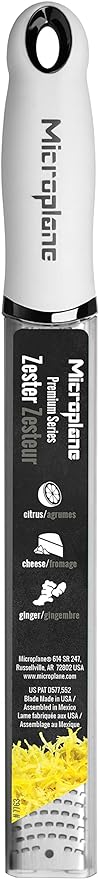 Microplane Premium Classic Citrus Zester Tool and Parmesan Cheese Grater - White