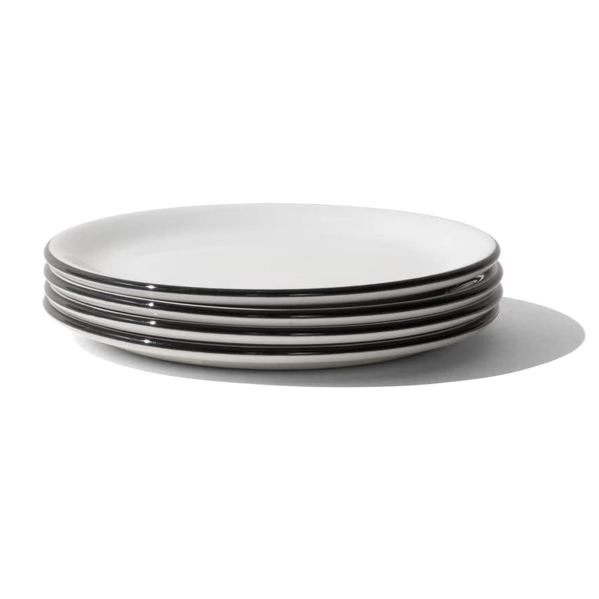 Made In Cookware - Set of 4 - Bread and Butter Plates - White With Black Rim - Porcelain England