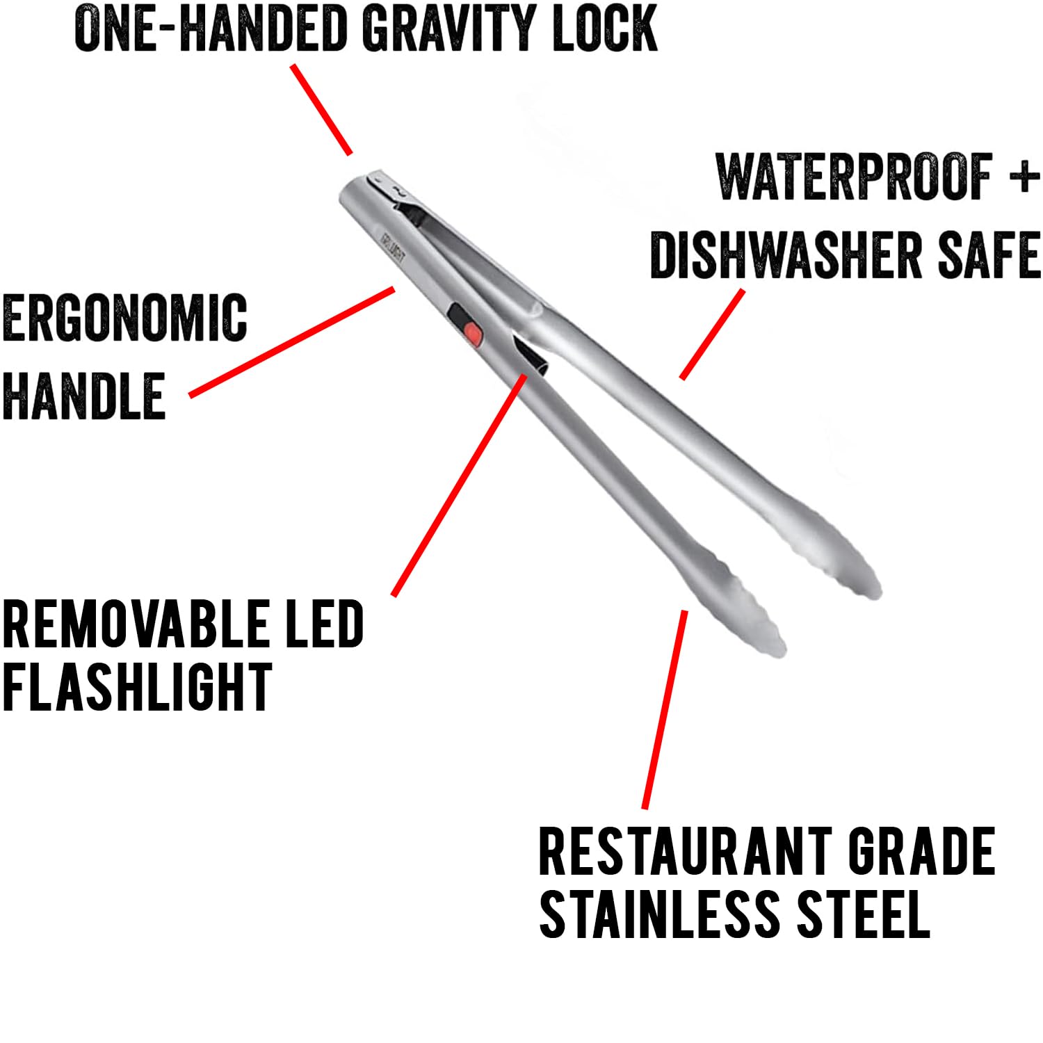 Grill Light Grill Spatula & Tongs Grilling Set | Restaurant Grade Stainless Steel | Super Bright LED Light to Grill in Dark | Waterproof & Dishwasher Safe | Camping Barbecue Grilling Tongs Spatula